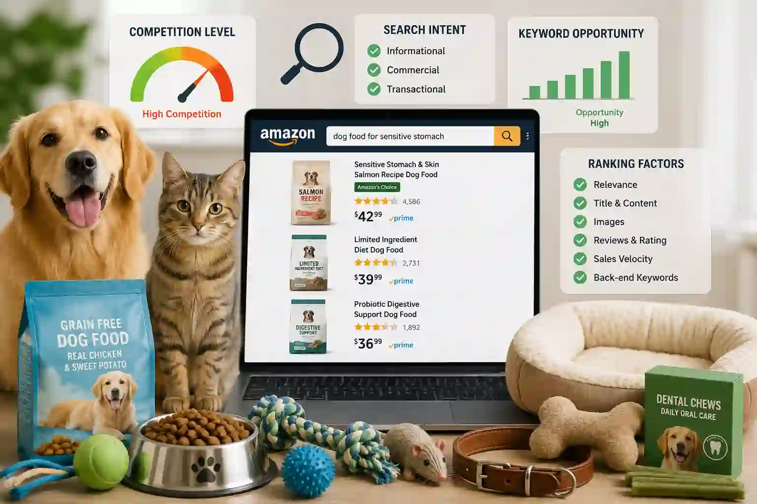 Amazon SEO for Pet Products: How Competition and Search Intent Affect Rankings